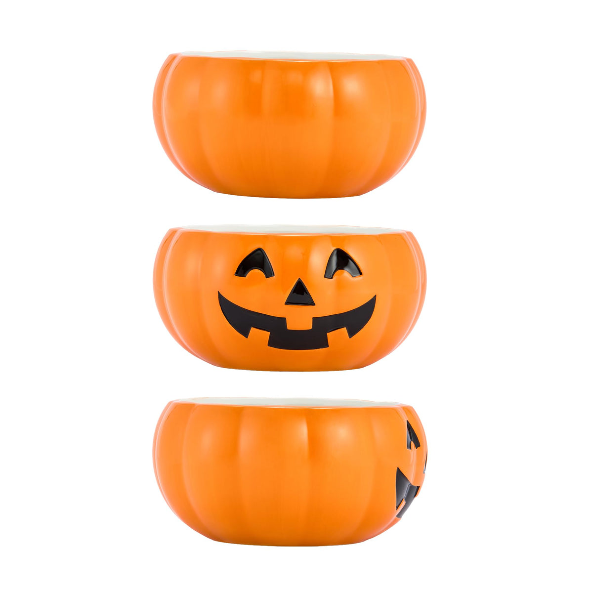 Bico Ceramic Pumpkin Serving Bowl, 8.8 Inch Diameter, Orange Jack O Lantern