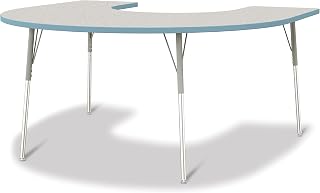 Jonti-Craft Berries 6445JCA131 Horseshoe Activity Table - 66" X 60", A-Height - Freckled Gray/Coastal Blue/Gray