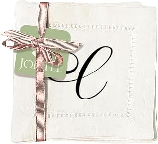 Decorative Hemstitch Cocktail Napkins with Printed Initials C – 6"x6" Linen-Like Washable Fabric – Handmade Cloth Napkins for Entertaining, Parties, and Everyday Use