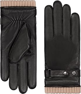 Fratelli Orsini Winter Gloves Alonzo for Men - Lambskin Leather Gloves with cashmere lining & touchscreen - color Black