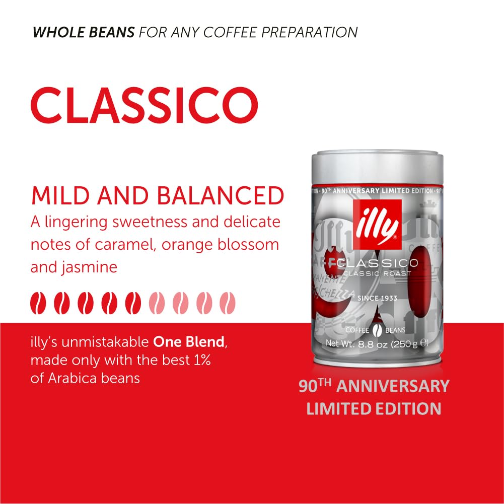 illy 90th Anniversay - Classico / 8.8 Ounce (Pack of 1) / 1 Roasted Coffee Beans
