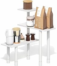 Furinno Turn-N-Tube Corner Shelf, 3-Tier Countertop Corner Organizer, Toolless Pantry Organizers and Accessories, Adjustable Table Top Shelf, for Vanity, Small Spaces, Kitchen, Bathroom, White
