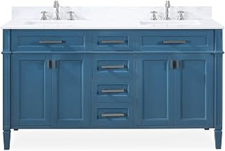 60" Tennant Modern Teal Blue Double Sink Bathroom Vanity Mission Craftsman Painted Includes Hardware