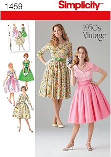 Simplicity 1459 Women's Vintage 1950s Dress Sewing Pattern, Sizes 16-24