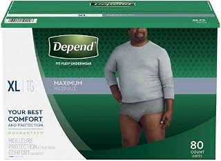 Depend Fit-Flex Extra Large Maximum Absorbency Underwear for Men, 80 Count