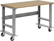 Global Industrial Mobile Adjustable Height Workbench, 72" W x 36" D, 1-1/2"