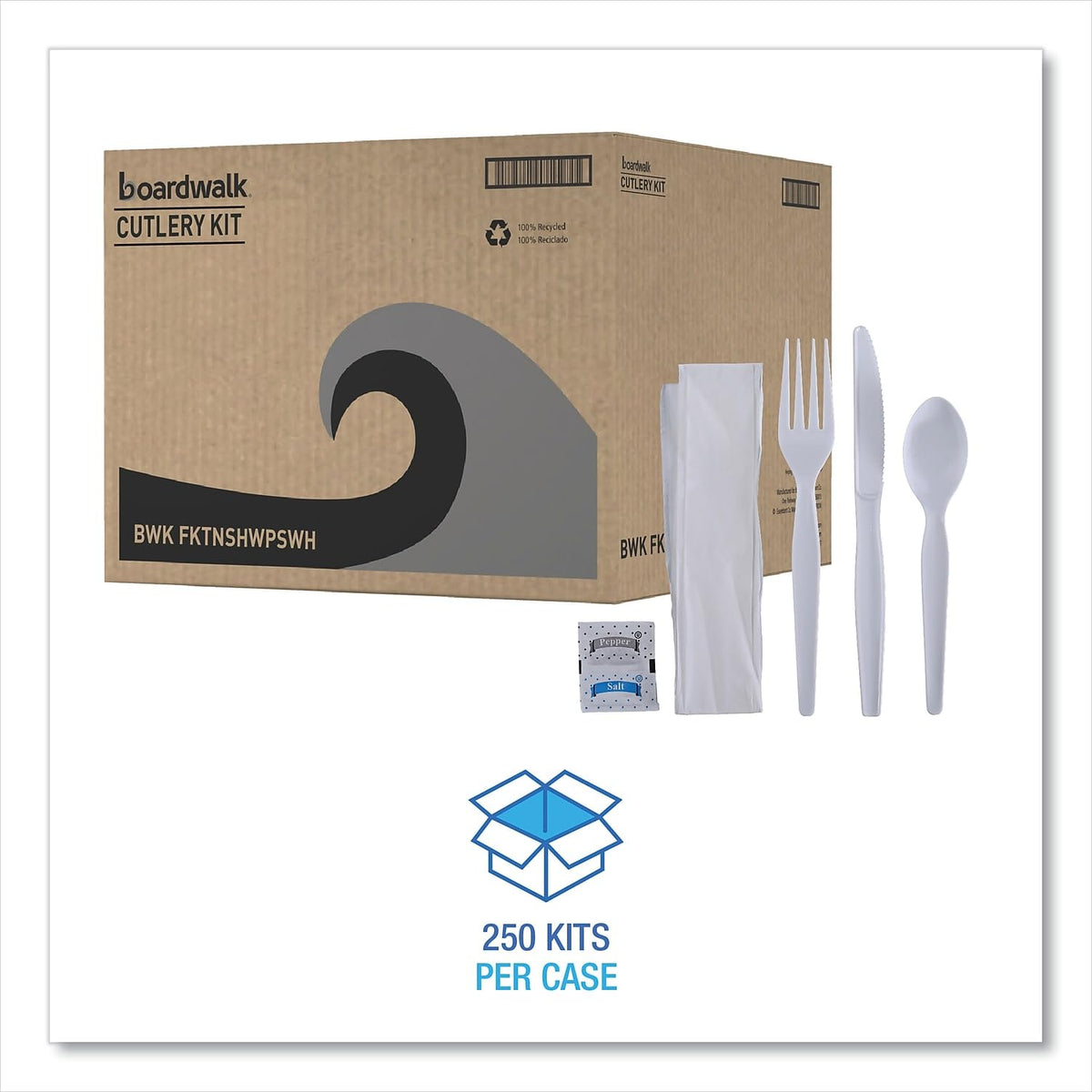 SIX-PIECE Cutlery KIT by Boardwalk – One-size, Polystyrene, White