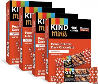 KIND Mini Snack Bars, Peanut Butter Dark Chocolate, Gluten Free, Low Sugar, Low Calorie Snacks, 80 Count