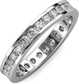 Diamond 2.4mm Channel Set Eternity Band (SI2-I1, G-H) 1.15 ctw-1.35 ctw 14K White Gold