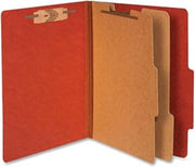 ACCO Brands ACCO Pressboard Classification Folders, 3" Expansion, 2 Dividers, 6 Fasteners, Letter Size, Earth Red Exterior, 10/Box