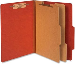 ACCO Brands ACCO Pressboard Classification Folders, 3" Expansion, 2 Dividers, 6 Fasteners, Letter Size, Earth Red Exterior, 10/Box