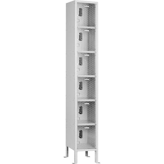 Global Industrial 6-Tier 6 Door Clear View Locker – Digital Lock, 12" W x 15" D x 78" H,Gray, Assembled