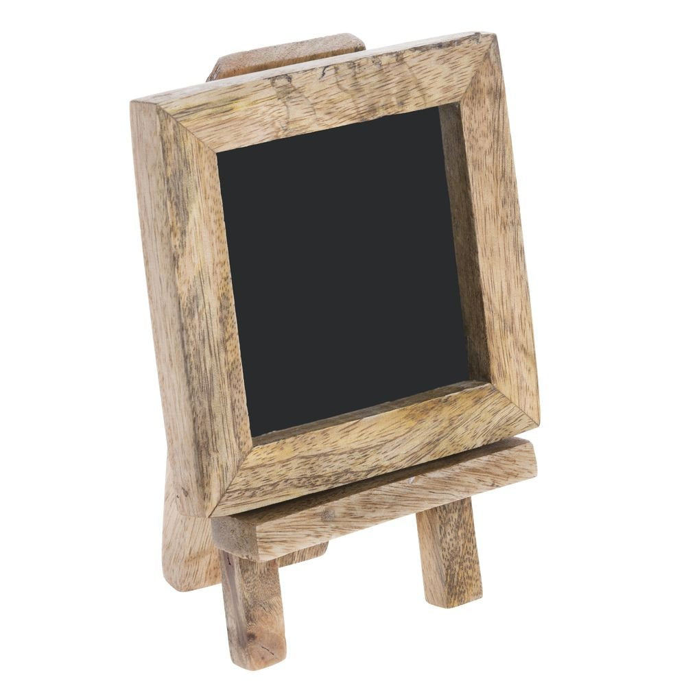 Chalkboard Sign with Easel Natural Mango Wood - 4 1/4"L x 3 1/2"W x 6"H by HUBERT – Wood, Brown, Model 53350