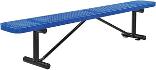 Global Industrial 8'L Heavy Duty Outdoor Steel Flat Bench, Perforated Metal