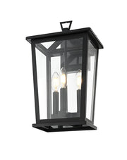 Berks Three Light Outdoor Wall Sconce Black by Lighting Design – Iron, Black, Model OD333W16BK