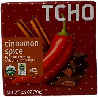 TCHO Chocolate Bar Milk Cinnamon Spice 53% Organic, 2.5 Ounce