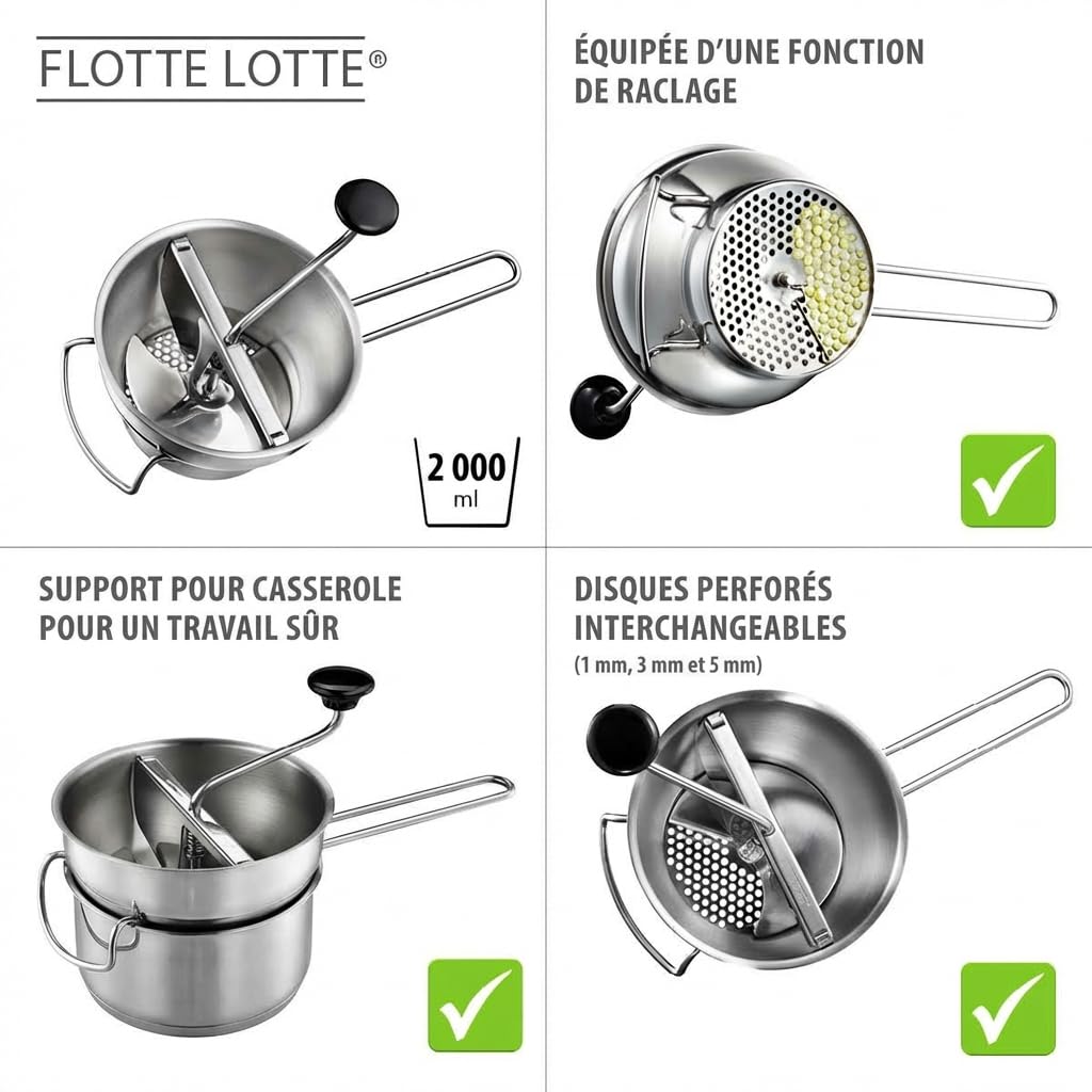 Food Mill Flotte Lotte by GEFU – 20 x 20 x 20 cm, Stainless Steel, Multicolour, Model 89210
