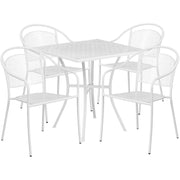 Flash Furniture White / 35.5" / 4 Round Chairs + Square Table Dining Sets
