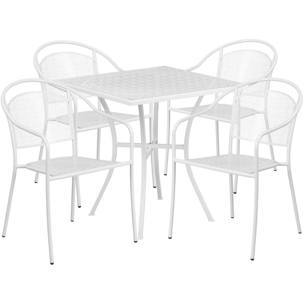 Flash Furniture White / 35.5" / 4 Round Chairs + Square Table Dining Sets