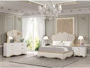 Athena Ivory and Gold Scalloped 4-Piece Bedroom Set, King