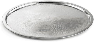 TableCraft RPD21, 21" Round Stainless Steel Serving Tray, Mirror Finish, Rice Pattern, Elegant Buffet Display, Lip for Stability, Ideal for Entrees, Sides, and Drinks