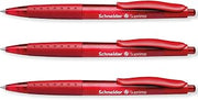 Schneider Suprimo Ballpoint Pen with Rubber Grip & Medium Tip, Red 3 Pack | Retractable, Refillable, Smooth Everyday Writing, Waterproof ISO-Certified Ink, Document Proof, Ideal for Office, Work, Home