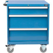 3 Drawers Mobile Modular Drawer Cabinet w/Lock by Global Industrial – 30 inches (W) x 27 inches (D) x 36.7 inches (H), Alloy Steel, Blue, Model 298446BL