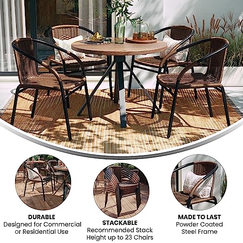 Flash Furniture Dark Brown / Set of 4 / Contemporary Patio Dining Chairs