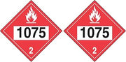 Accuform MPL724VP1 Plastic 4-Digit DOT Placard, Hazard Class 2, 1075" (Liquefied Petroleum Gas), 10-3/4" Length x 10-3/4" Width x 0.055" Thickness, Black/White on Red (Pack of 2)