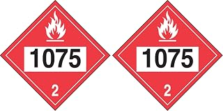 Accuform MPL724VP1 Plastic 4-Digit DOT Placard, Hazard Class 2, 1075" (Liquefied Petroleum Gas), 10-3/4" Length x 10-3/4" Width x 0.055" Thickness, Black/White on Red (Pack of 2)