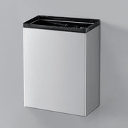 Indoor Wall Mount Trash Can by Global Industrial – 6"L x 14"W x 18"H, 6.4 gallons, Stainless Steel, Satin, Model 641437SS