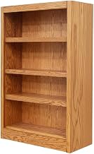 Furnifact Dry Oak Single Wide Bookcase with 4 Shelves, Adjustable and Fixed Shelves, Heavy-Duty Weight Capacity, Stylish Storage for Living Room or Office