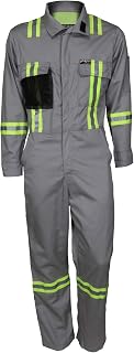 MCR Safety Summit Breeze Flame Resistant FR Long Sleeve Coveralls, 7 oz Cotton, Reflective, Vents, Gray, 46