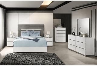 Cecilia White and Gray Fluted 5-piece Bedroom Set, King