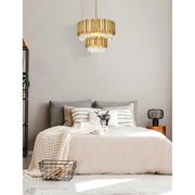 Willow Eight Light Chandelier Satin Gold by Lighting Design – Iron, Satin Gold, Model 3400G24SG