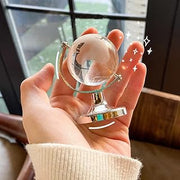 1Pcs Mini Round Globe, Crystal Ball Glass Sphere Display Globe 3D Crystal Sphere with Stand Designed Desktop Ornament (2.36X1.38X1.38inch