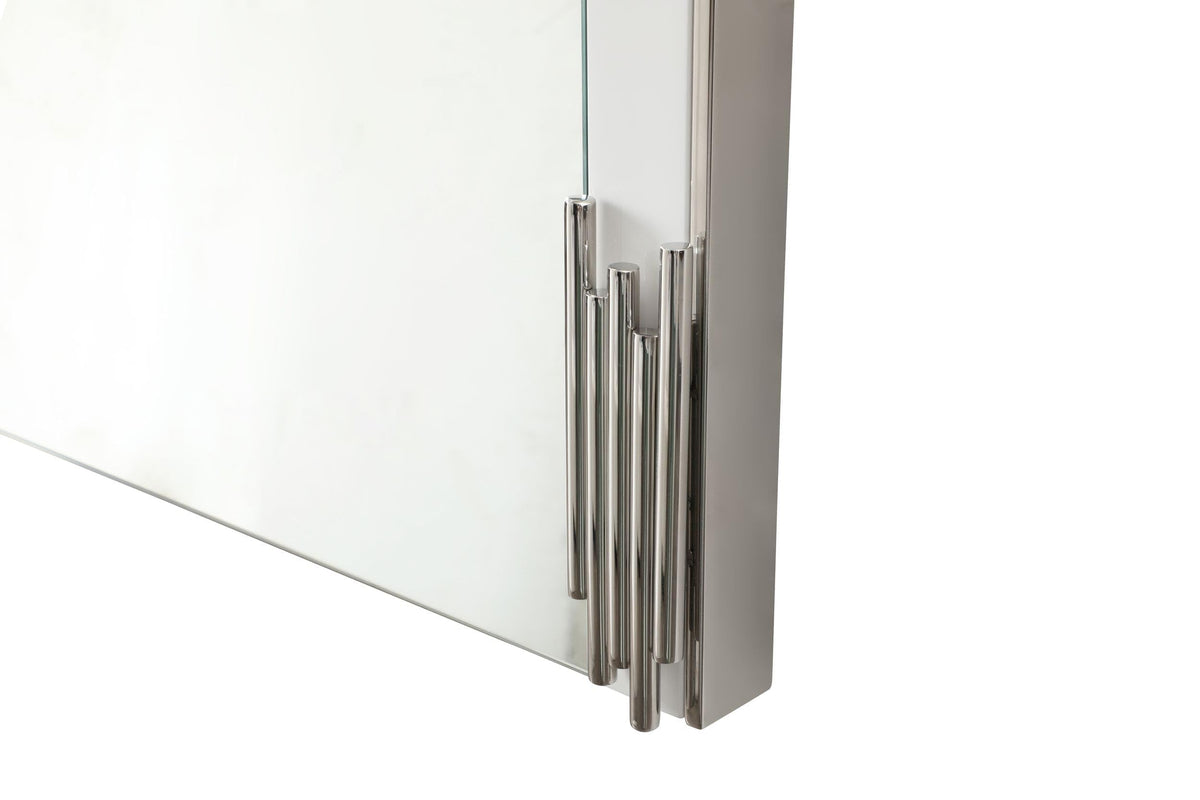 Token - Modern White & Stainless Steel Mirror by Limari Home – 43"L x 32"W, Stainless Steel, White, Model LIM-77560
