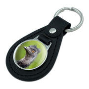 Graphics and More Emu Funny Black Leather Keychain by GRAPHICS & MORE – One Size, Leather, Black, Model K.LTHR.BLACK.21639
