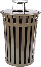WITT Industries M3601-AT-BN Oakley 36 Gallon Slatted Steel Receptacle w/Ash Top, Brown