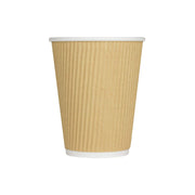 12 oz Ripple Insulated Coffee Cup [500 Count] Disposable Paper Hot Cup by Karat – 12 OZ, 12.0 ounces, Paper, Brown, Pack of 500