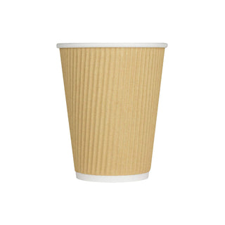 12 oz Ripple Insulated Coffee Cup [500 Count] Disposable Paper Hot Cup by Karat – 12 OZ, 12.0 ounces, Paper, Brown, Pack of 500
