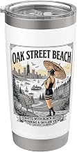 Vintage Oak Street Beach Chicago Design Stainless Steel Insulated Tumbler
