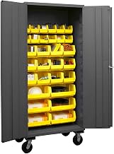 Durham 3501M-BLP-30-95 Lockable Mobile Cabinet with 30 Yellow Hook-On Bins