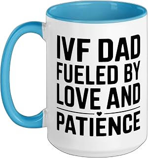 IVF In Vitro Fertilization Transfer Day Fertility IVF Dad Ceramic Mug, Blue/White, 15oz
