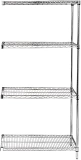 QUANTUM STORAGE SYSTEMS AD74-3672S Wire Shelves Add-On Kit for WR74-3672S Stainless Steel 4 Shelves 74" H x 72" W x 36" D