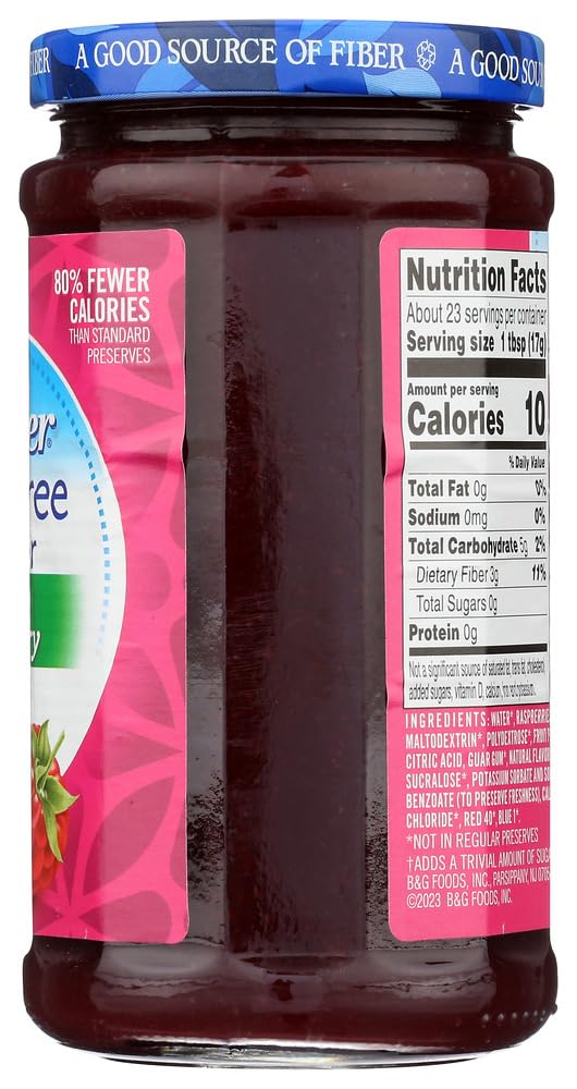 Sugar Free with Fiber Seedless Raspberry Preserves by Polaner – 13.5 Ounce, Pack of 12, Model 072400006685