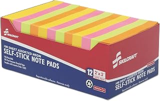 AbilityOne NSN3930103 - Self-Stick Note Pads Neon - Plain - 2" x 3"