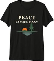 Peace Comes Easy Lakeside Sunset Pine Reflection Graphic Premium Tri-Blend T-Shirt