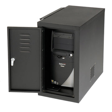 Computer Cabinet Side Car by Global Industrial – 12" W x 22.5"D x 21.5"H, Alloy Steel, Black, Model 242299BK