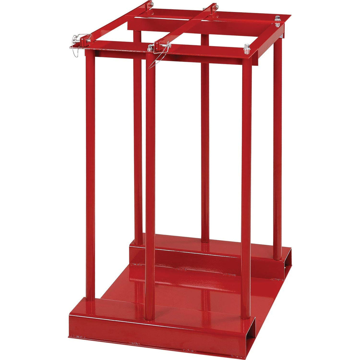 Stationary Forkliftable Cylinder Storage Caddy with by Global Industrial – 34 inches (W) x 23 inches (D) x 41 inches (H), Alloy Steel, Red, Model 270217